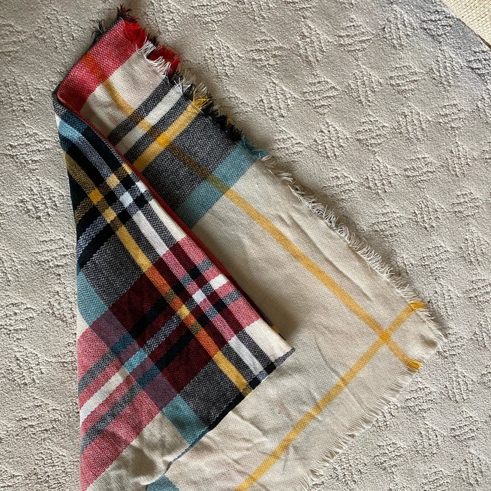 Plaid blanket scarf